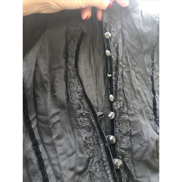 Studio Y Short Sleeve Blouse Black Chiffon Size L - Picture 7 of 9